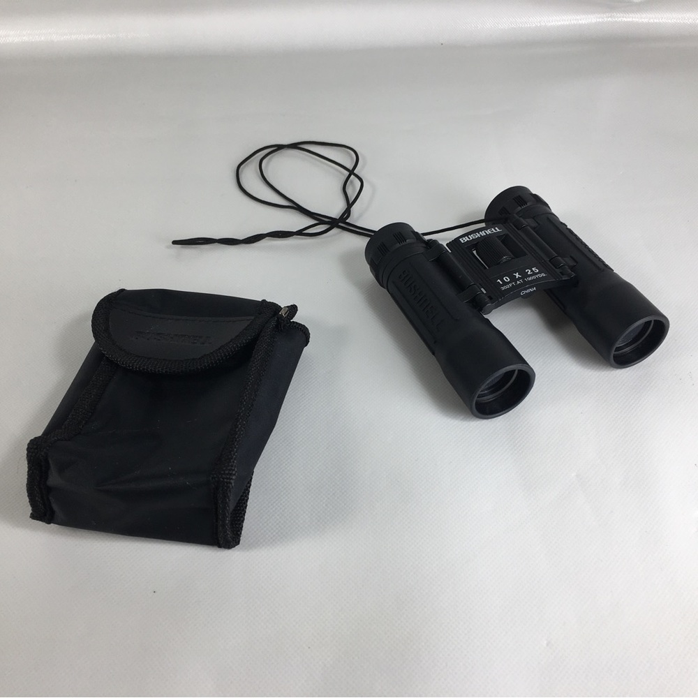 Bushnell 10 x 25 ~ 302 FT. @ 1000 YDS. Black Compact Folding Binoculars 13-2516